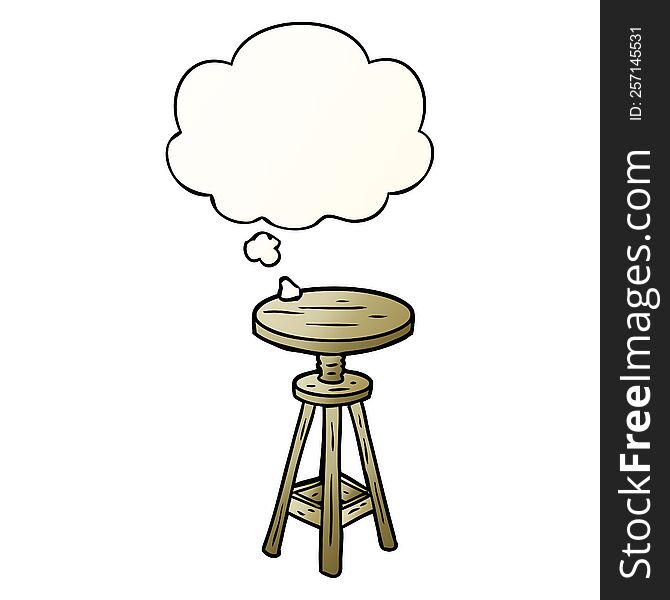 cartoon artist stool with thought bubble in smooth gradient style