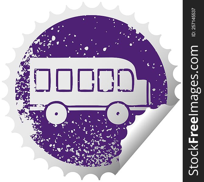Distressed Circular Peeling Sticker Symbol School Bus