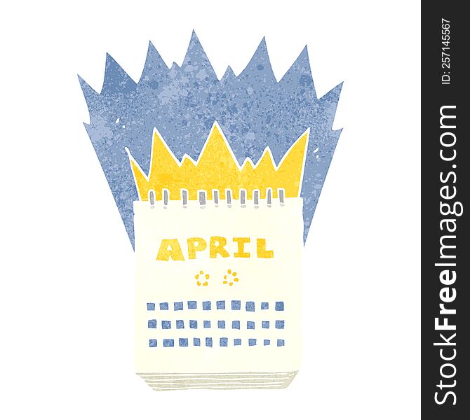 Retro Cartoon Calendar Showing Month Of April