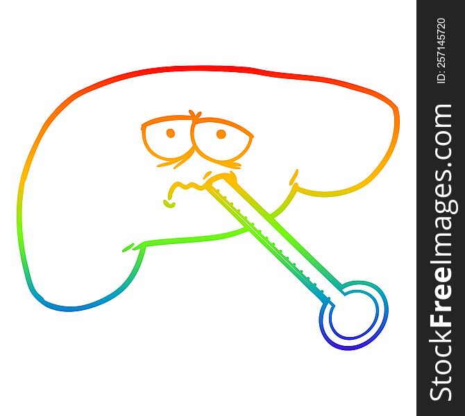 rainbow gradient line drawing cartoon unhealthy liver