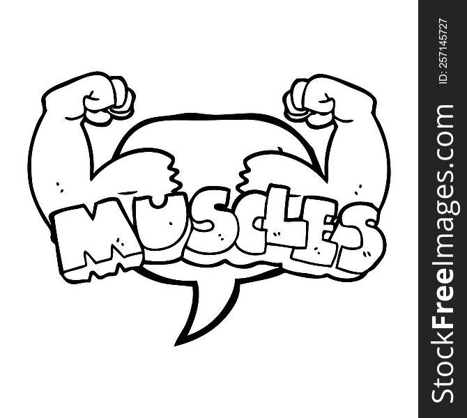 Speech Bubble Cartoon Muscles Symbol