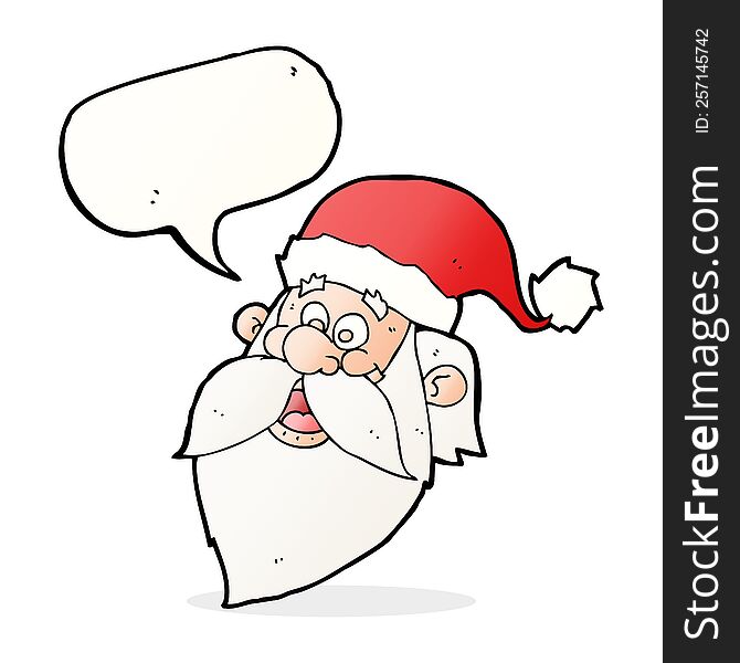 Cartoon Jolly Santa Claus Face With Speech Bubble