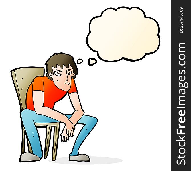 cartoon dejected man with thought bubble