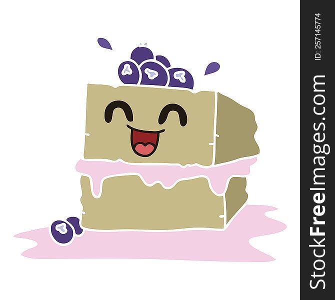 Quirky Hand Drawn Cartoon Happy Cake Slice