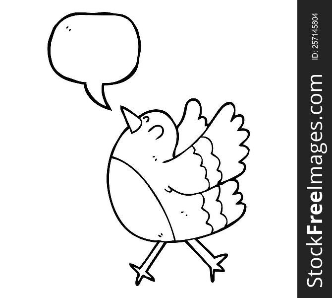 Speech Bubble Cartoon Happy Bird