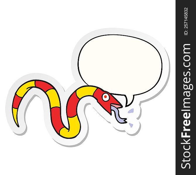 Hissing Cartoon Snake And Speech Bubble Sticker
