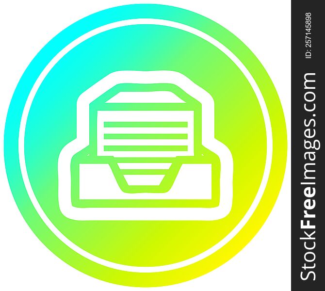 office paper stack circular icon with cool gradient finish. office paper stack circular icon with cool gradient finish