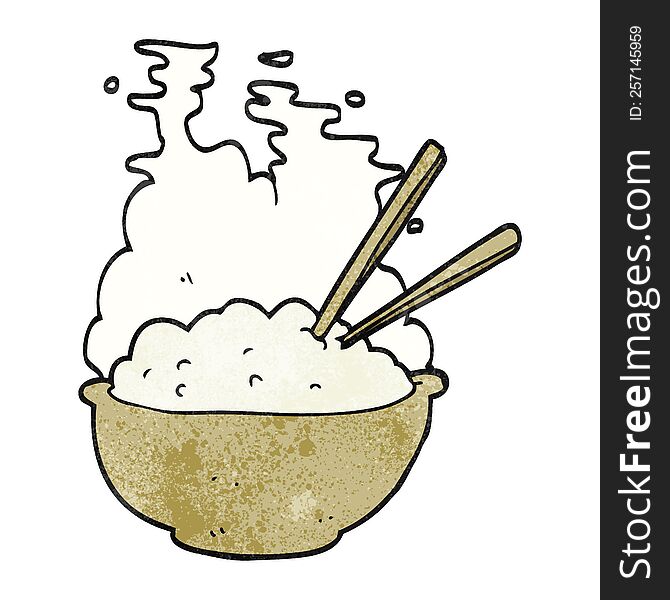 Textured Cartoon Bowl Of Hot Rice