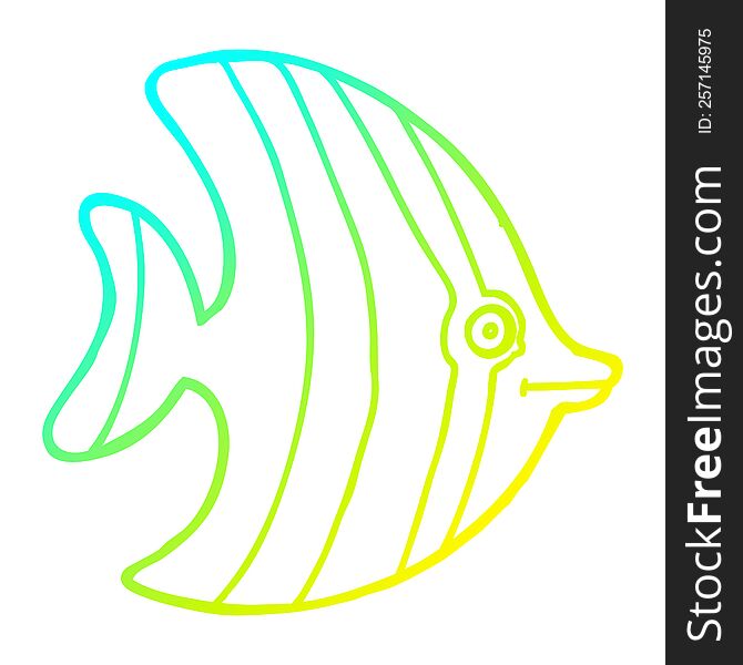 Cold Gradient Line Drawing Cartoon Angel Fish