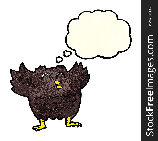 Cartoon Black Bird With Thought Bubble