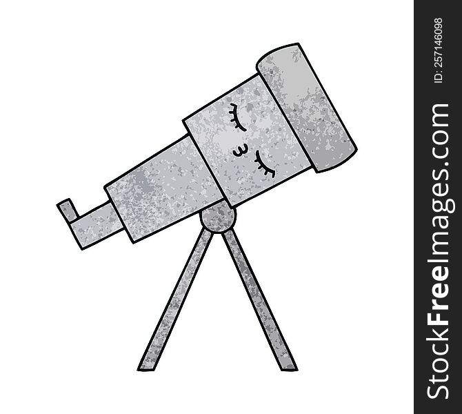 Retro Grunge Texture Cartoon Telescope