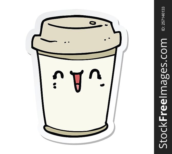 sticker of a cartoon take out coffee