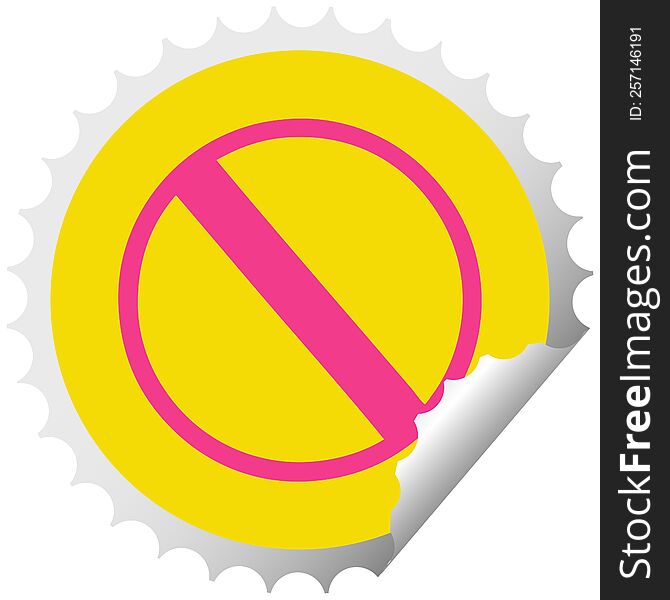 Circular Peeling Sticker Cartoon Not Allowed Sign