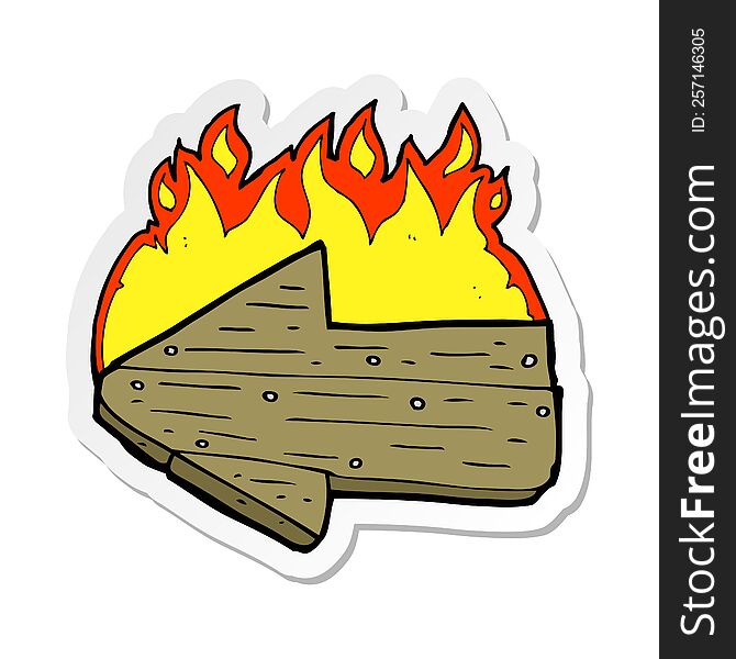 sticker of a cartoon burning direction arrow