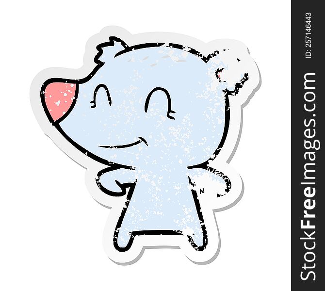Distressed Sticker Of A Friendly Bear Cartoon