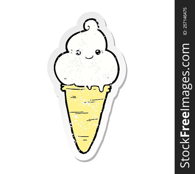 Distressed Sticker Of A Cartoon Ice Cream