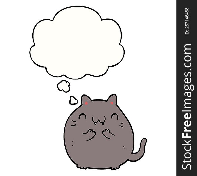 Happy Cartoon Cat And Thought Bubble