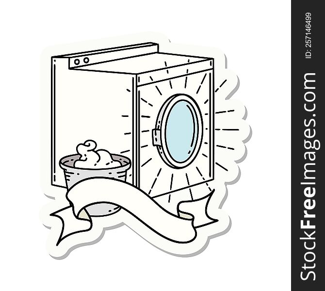 Sticker Of Tattoo Style Washing Machine