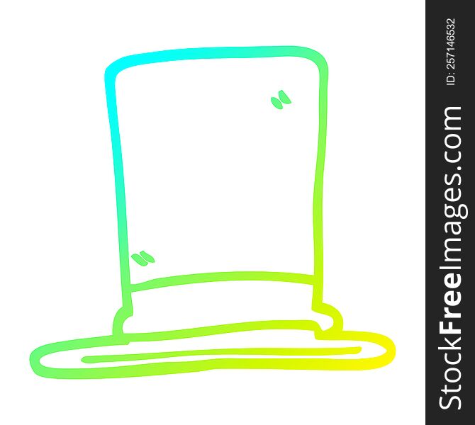cold gradient line drawing of a cartoon top hat
