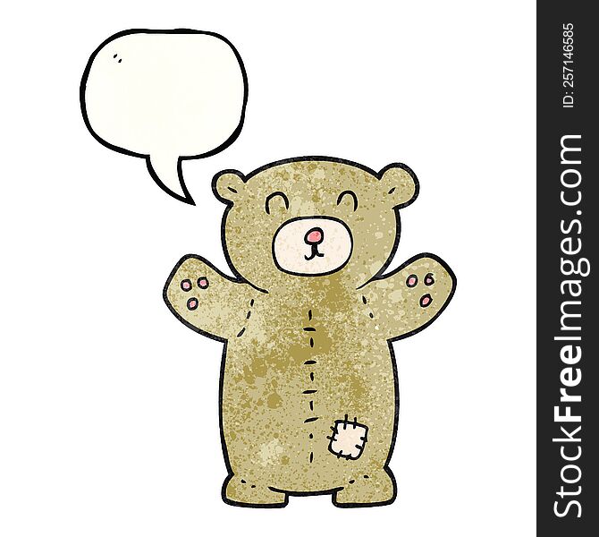 Speech Bubble Textured Cartoon Teddy Bear