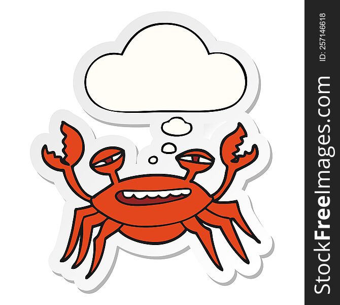 cartoon crab and thought bubble as a printed sticker