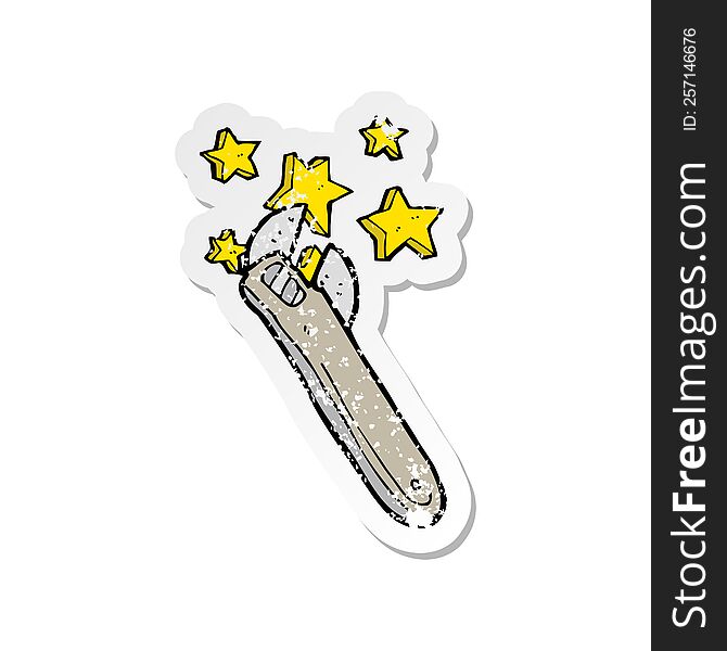 Retro Distressed Sticker Of A Cartoon Adjustable Spanner