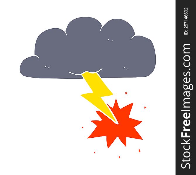 Flat Color Illustration Of A Cartoon Thundercloud