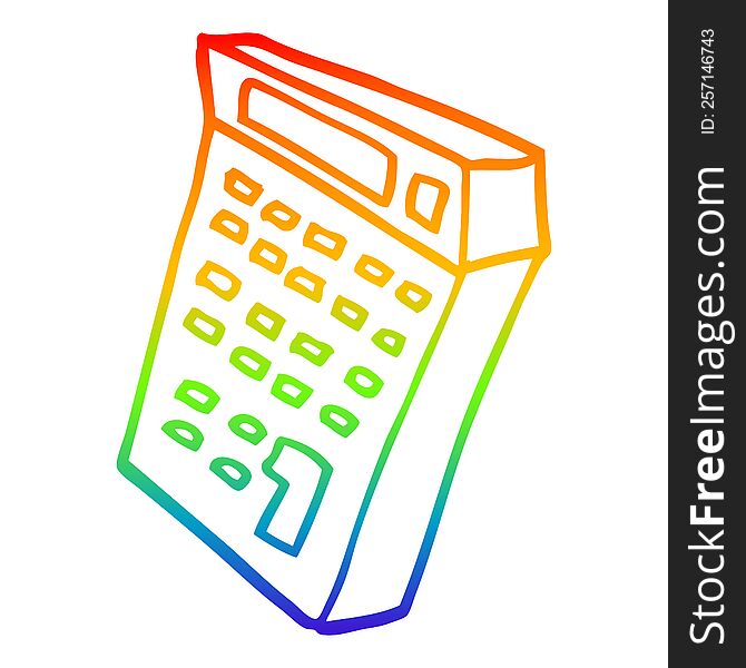 Rainbow Gradient Line Drawing Cartoon Calculator