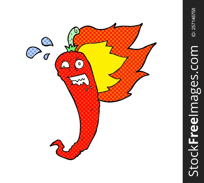 Hot Chilli Pepper Comic Book Style Cartoon