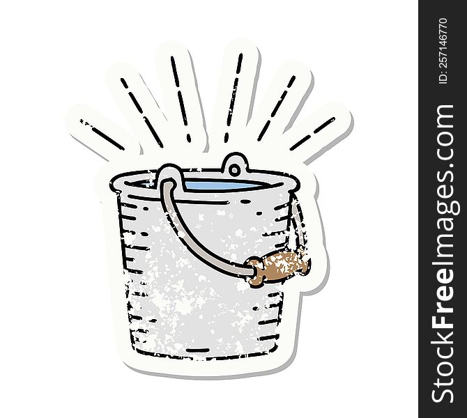 Grunge Sticker Of Tattoo Style Bucket Of Water