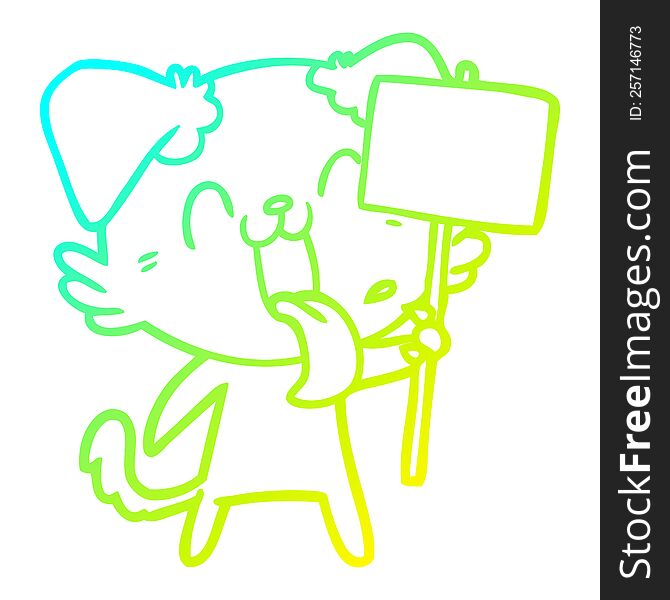 Cold Gradient Line Drawing Cartoon Panting Dog