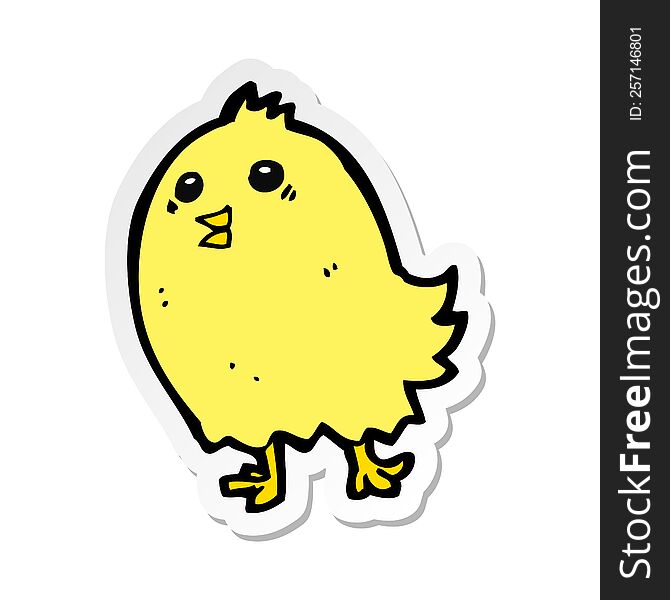sticker of a cartoon happy yellow bird