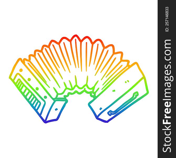 rainbow gradient line drawing of a cartoon accordion