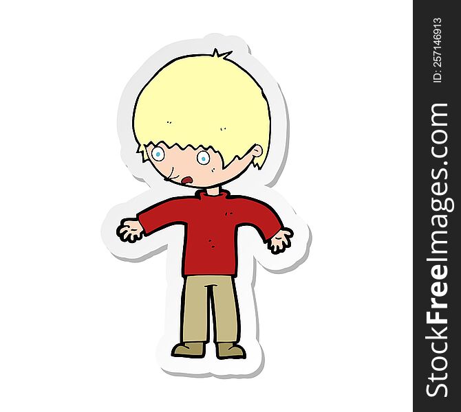 Sticker Of A Cartoon Confused Boy