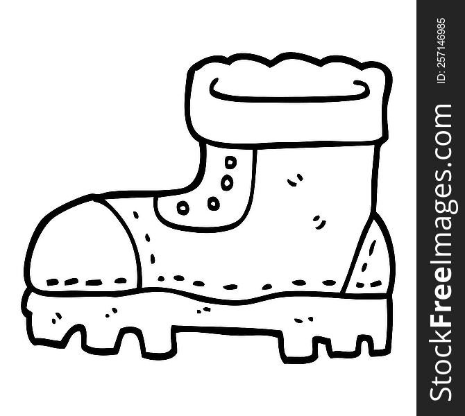 Line Drawing Cartoon Work Boot