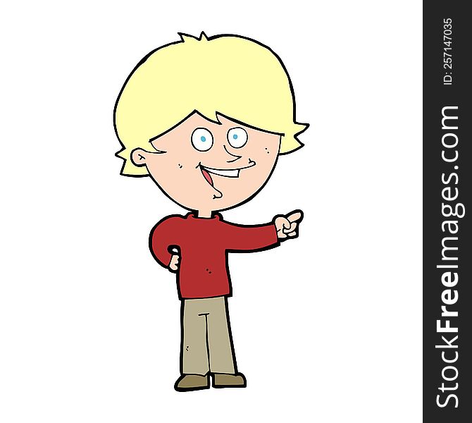 cartoon boy laughing and pointing