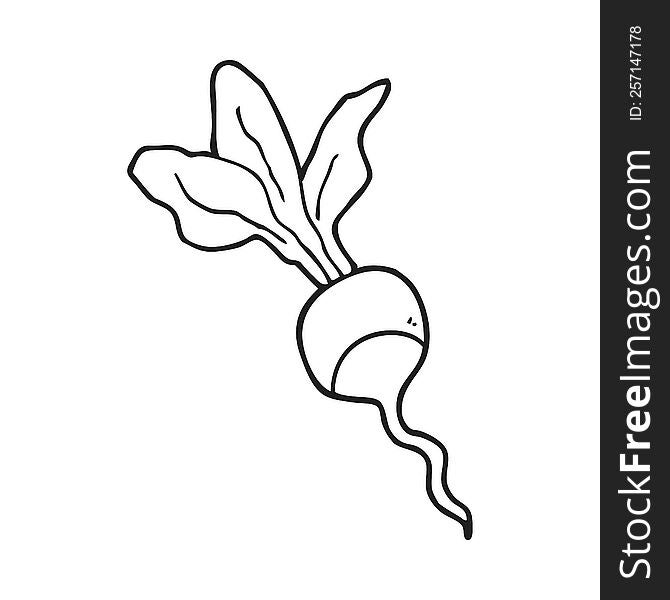 black and white cartoon radish