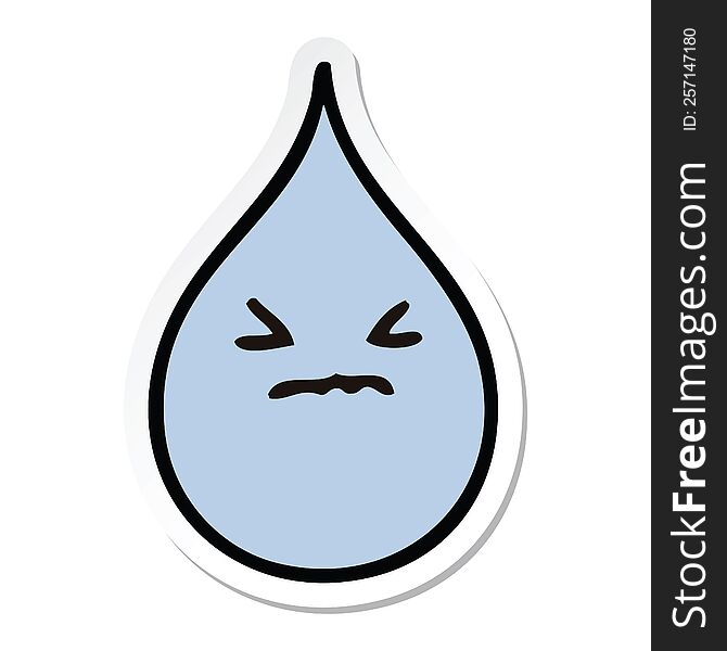 sticker of a quirky hand drawn cartoon emotional rain drop