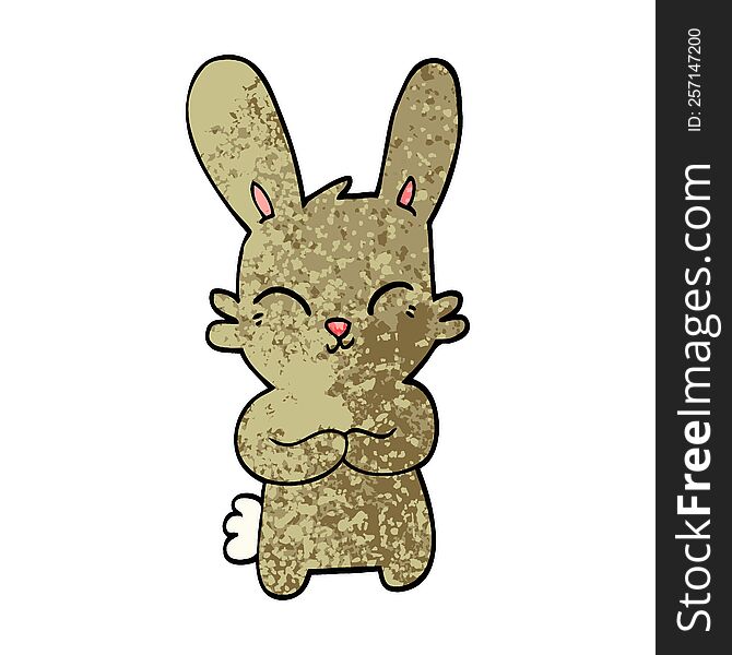 Cute Grunge Textured Illustration Cartoon Rabbit