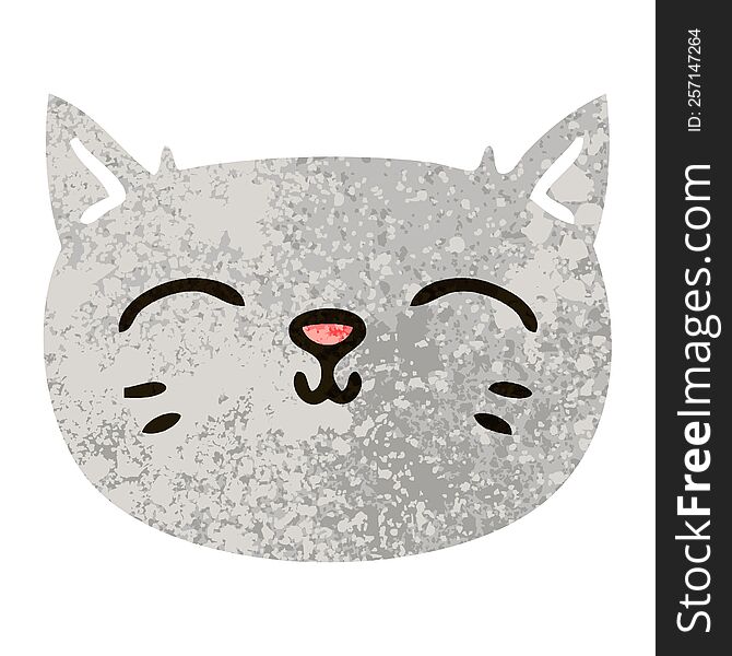 Quirky Retro Illustration Style Cartoon Cat Face