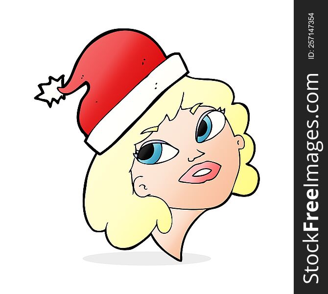 Cartoon Woman Ready For Christmas