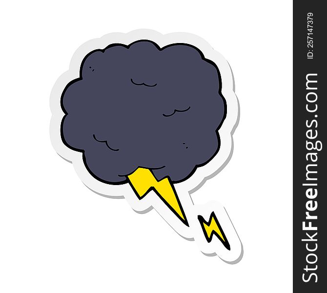 Sticker Of A Cartoon Thundercloud Symbol