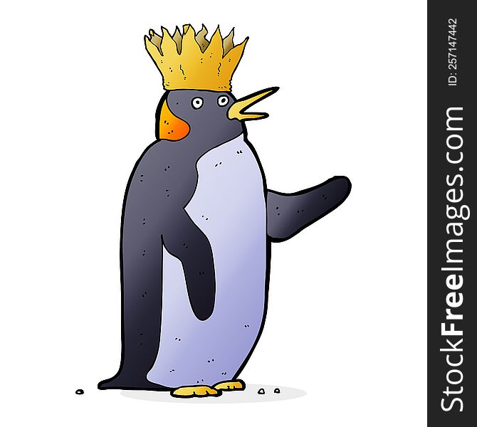 cartoon emperor penguin waving