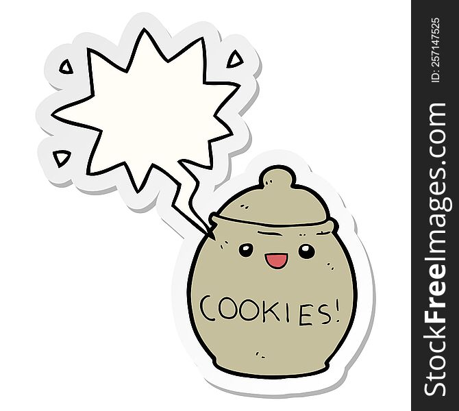 Cute Cartoon Cookie Jar And Speech Bubble Sticker