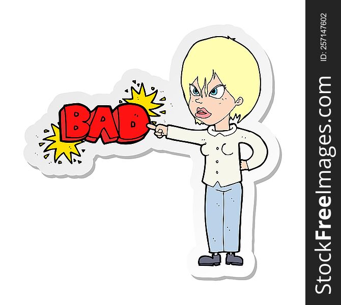Sticker Of A Cartoon Woman Accusing