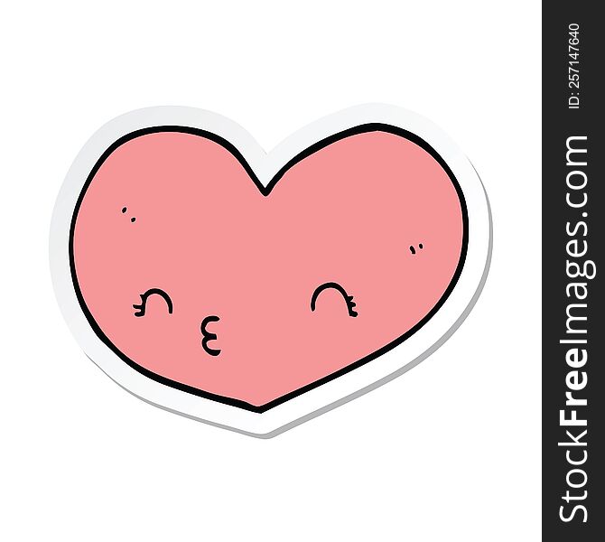 Sticker Of A Cartoon Heart With Face