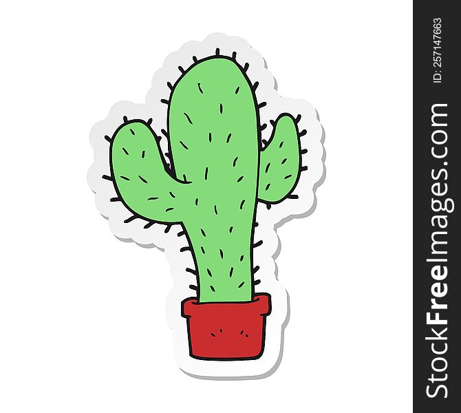 Sticker Of A Cartoon Cactus