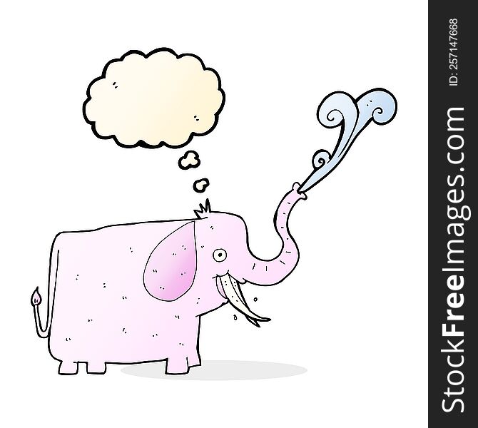 Cartoon Happy Elephant With Thought Bubble