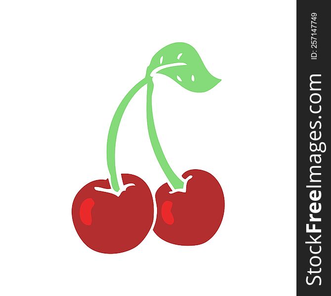 Flat Color Illustration Of A Cartoon Cherries