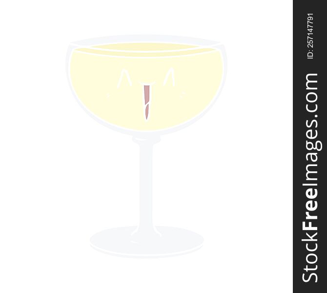 flat color style cartoon glass of wine